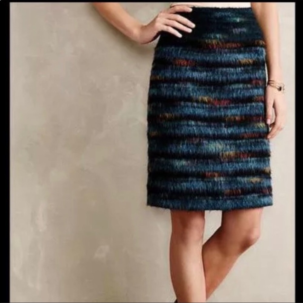 ANTHROPOLOGY Maeve feathered wool pencil skirt